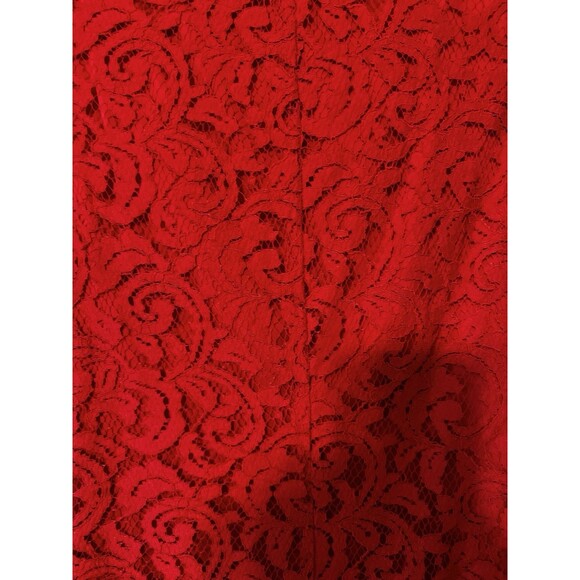 ADRIANNA PAPPELL Red Lace Ruched Exposed‎ Side Zip Stretch Bodycon Dress 8 US - Picture 10 of 13